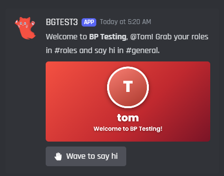 A message with an image card, sent by the bot