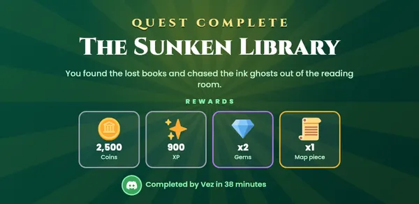 Quest complete card template