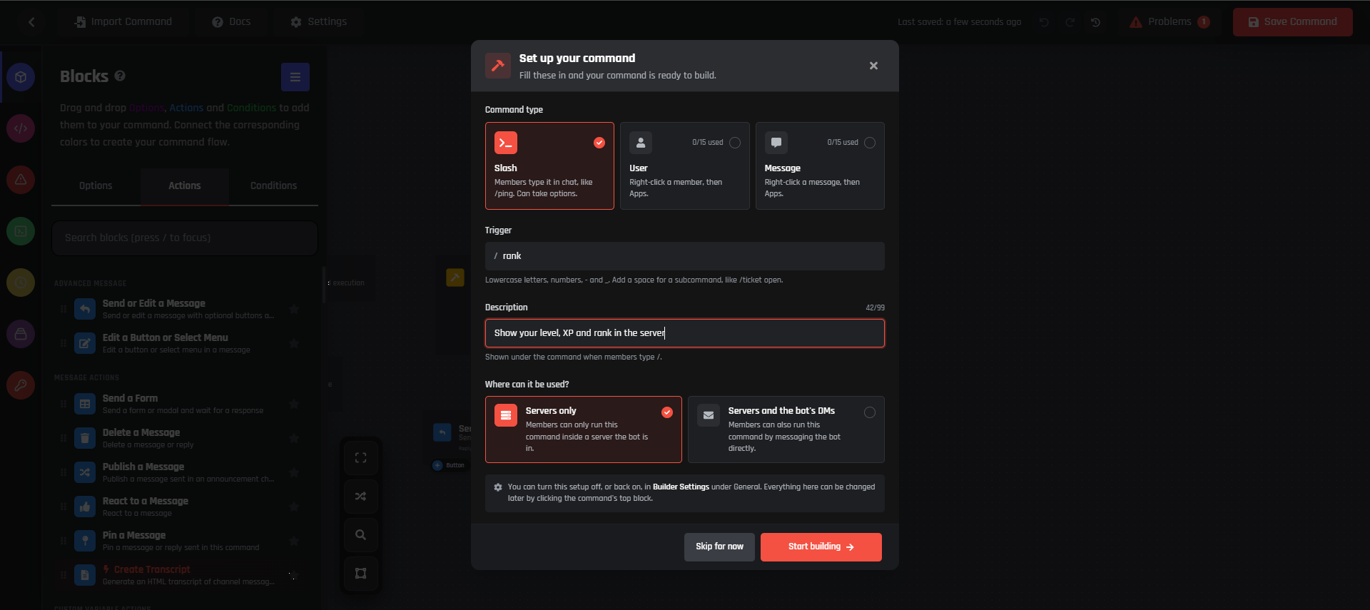 Command Setup for a new command