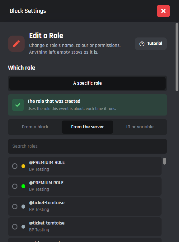 Edit a Role using the role that was created