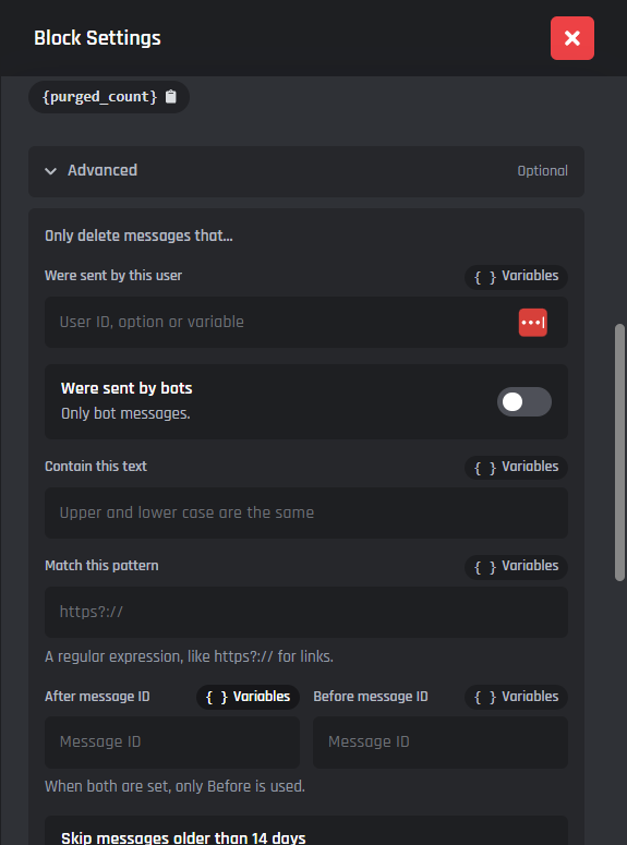 New filters on Purge Messages