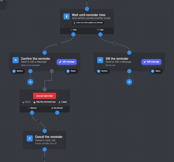 A reminder command with Cancel a Later Job